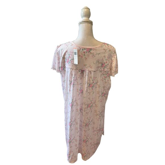 Miss Elaine Pink Floral Cap Sleeve Nightgown Plus Size 2X - Picture 6 of 8